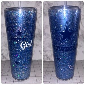 Cowboys football glitter tumbler cup